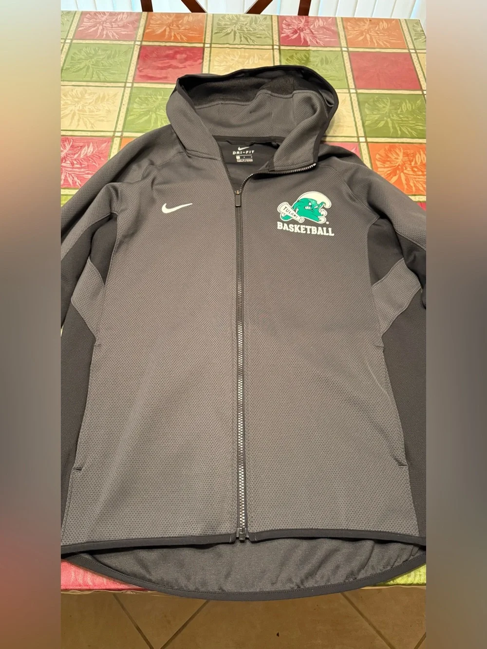 Rare Men’s Nike Tulane Basketball Dri-FIT Hoodie Jacket Large Gray Full Zip
